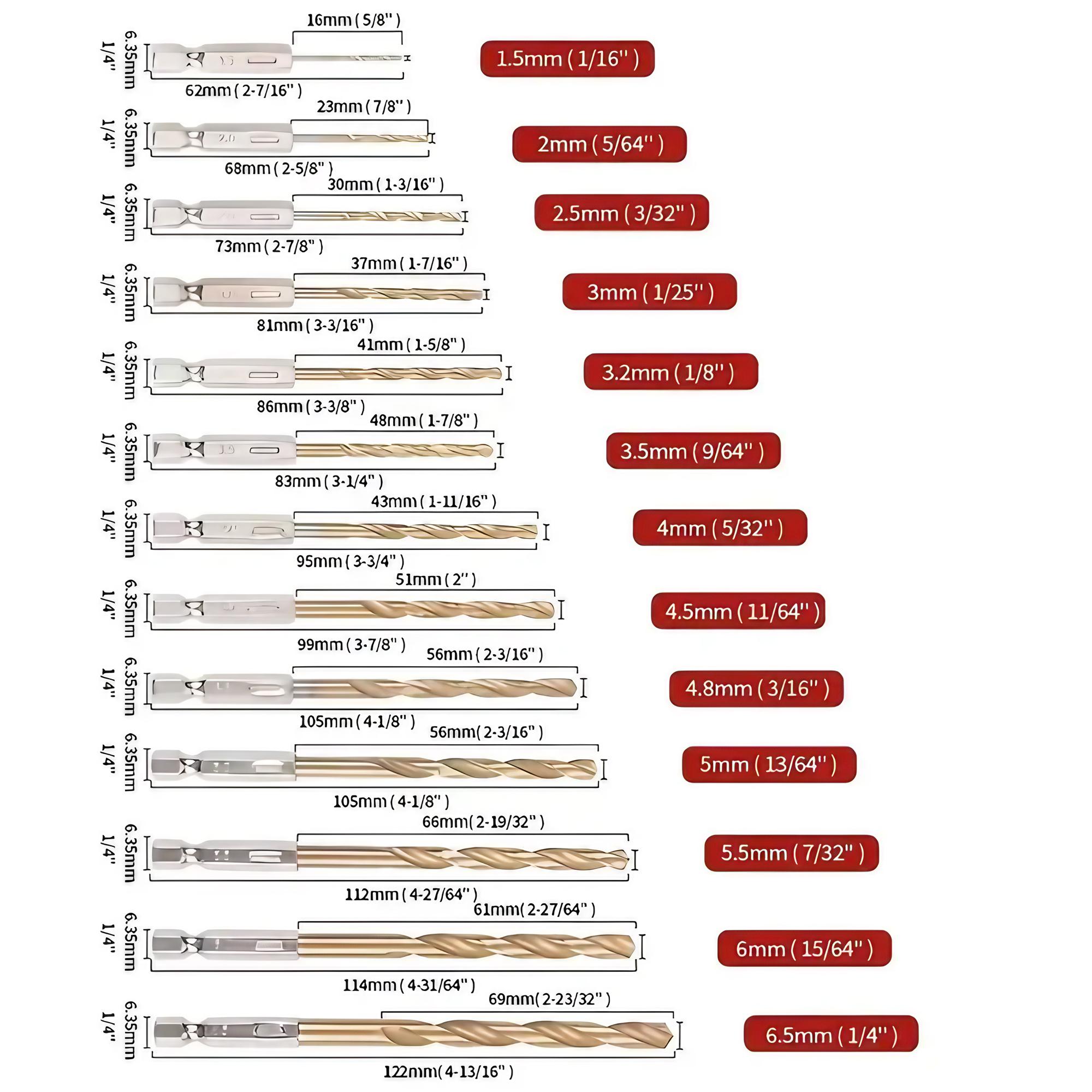 Drill Bit Set, 13 Counts High Speed Drill Bit Set, Durable Hexagonal Impact Drill Bit Set for Wood & Plastic, Power Tool Accessories, Concrete Drill Bit