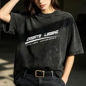 Cagatc Logno Stay Wild Extraordinary Summer Short Sleeve T Shirt Women's washed short sleeved T-shirt, summer short sleeved heavyweight high-quality