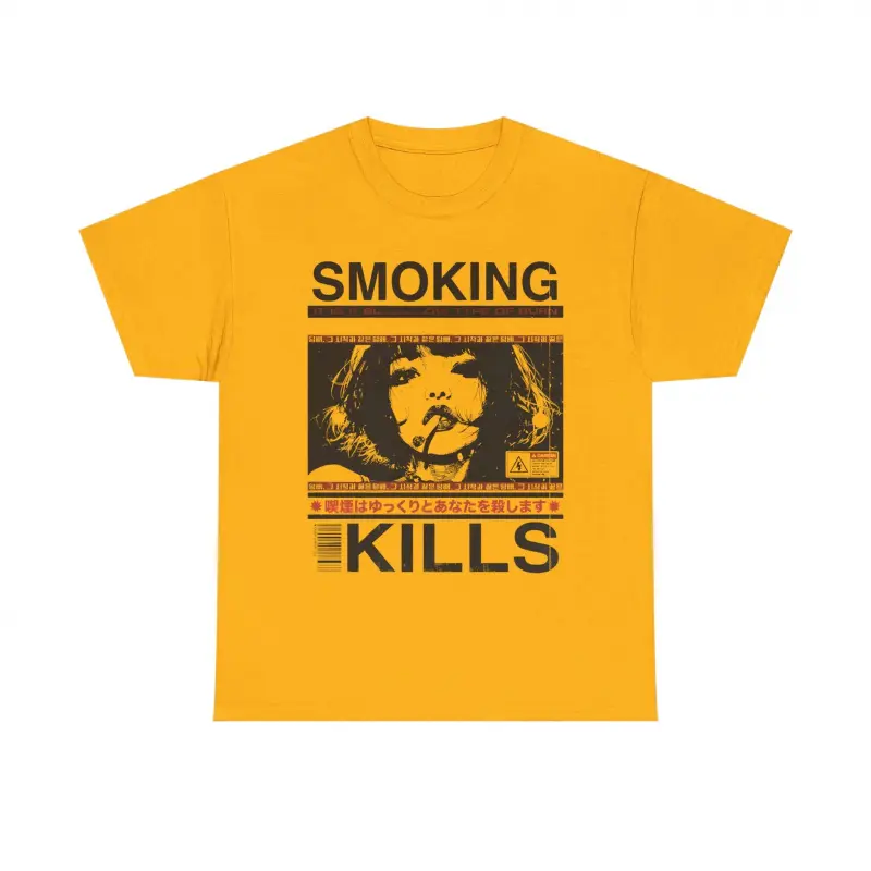 Smoking Kills Retro Manga Style Graphic T-Shirt, Cotton Tee