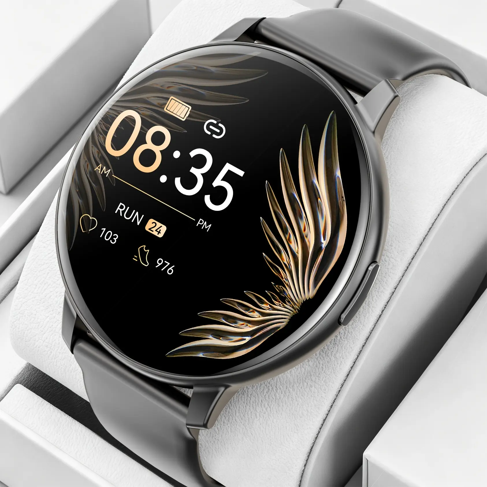2-Pack couple's round smartwatch with wireless calling/dialing support, special features designed for women, sleep monitoring, 19 exercise modes, music player,, compatible with Android and iOS systems