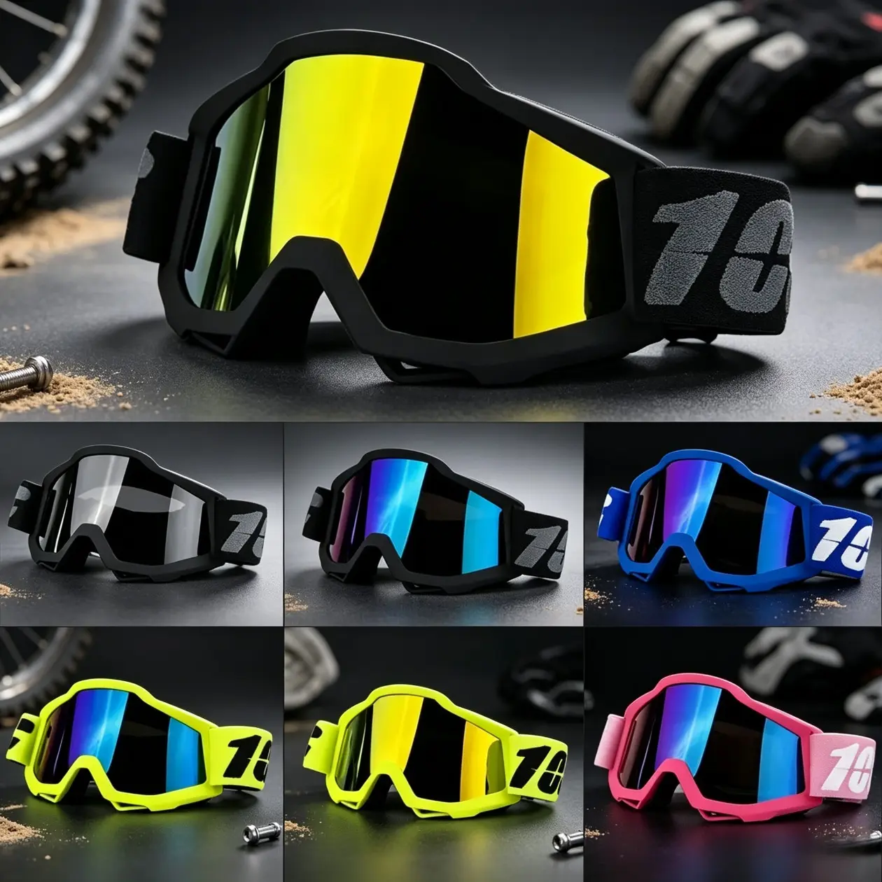 Unisex Full-Frame Off-Road Goggles (with Photochromic Lenses) — Windproof and UV-resistant riding gear suitable for skiing, motocross, and motorcycling; features dust protection, a universal fit, and light-sensitive photochromic lenses.