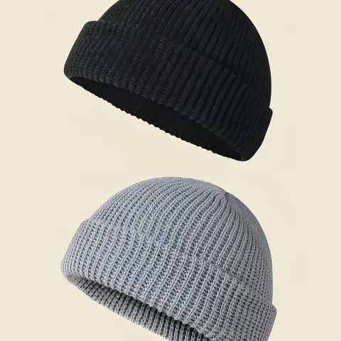 Men's Solid Color Knit Beanie Hat, Streetwear Hat Casual Street Soft Comfortable Beanie Cap for Fall & Winter, Fashion Accessories for Daily Wear #GLOBAL PICKS