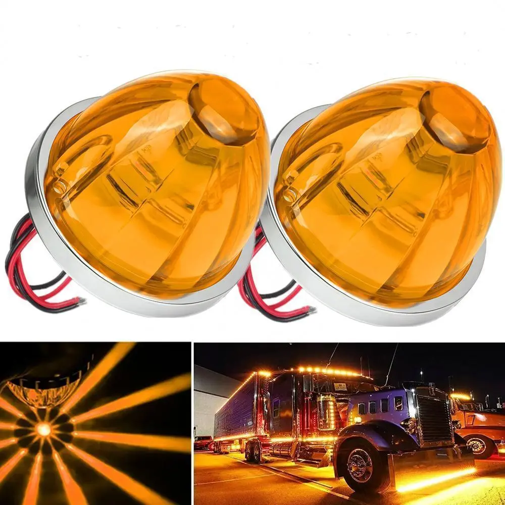1-2PCS LED Waterproof Lorry Side Marker Light, 12V-24V High Thermal Conductivity Long-Lasting Signal Indicator, Amber/Blue 1pcs Option for Trucks/Trailers, DIY Specialty Supplies Stop Clearance Light