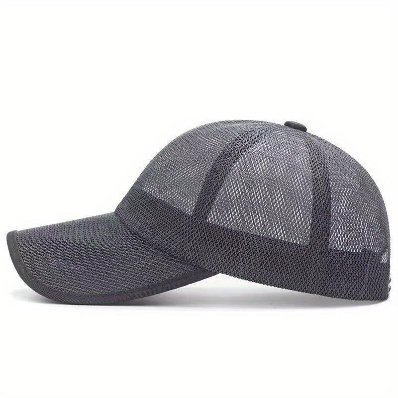 2pcs High-End Casual Outdoor Baseball Caps with Hollow Breathable Mesh Brim, Adjustable Snapback Closure, Unisex Summer Sun Hats for Travel, Work & Outdoor Activities (Black/Dark Gray), Adjustable Baseball Cap | Casual Cap | Mesh Design
