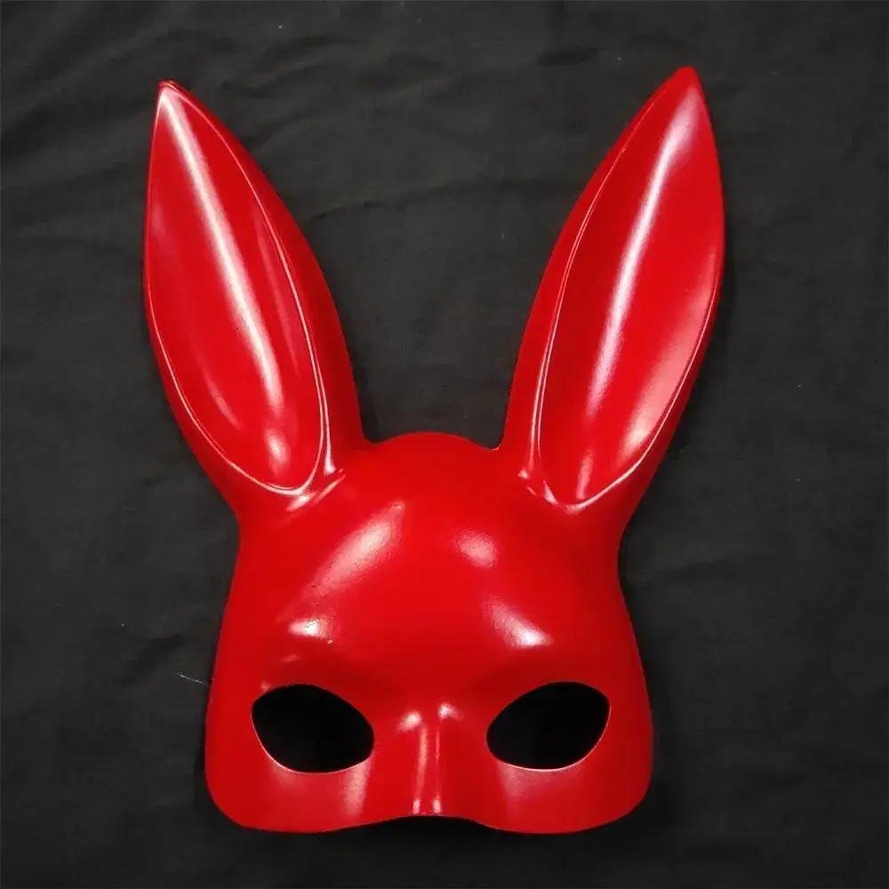 Halloween Rabbit Ears Half Mask Bright Matte Bunny Cosplay Dance Costume Party Masquerade Festival Anime Bar Nightclub Access