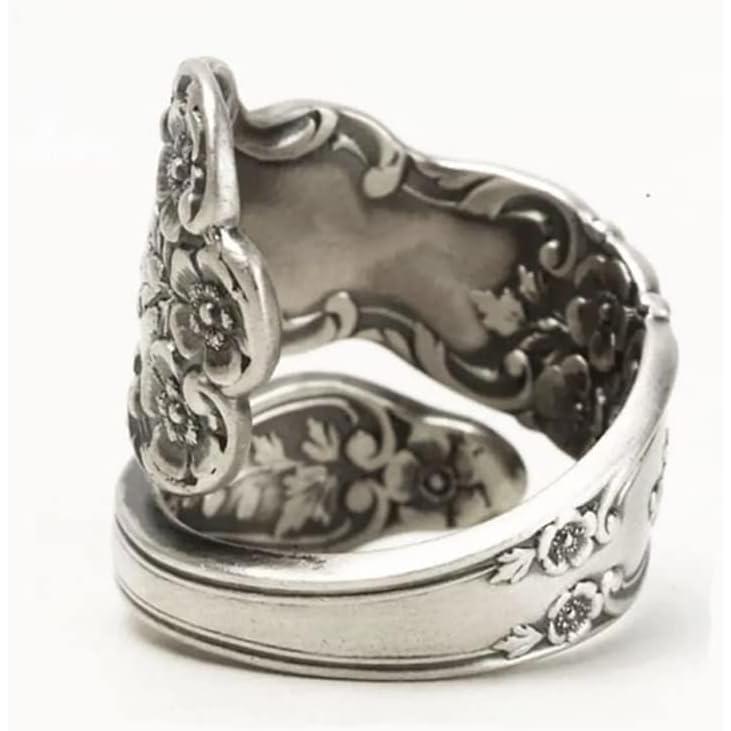 Spoon Rings Promise Wedding Engagement Statement Boho Circling Rose Flower Cluster Finger Open Ring Adjustable Extendable Wrap Bands for Women Men Retro Spoon Rings Promise Wedding Engagement Statement Boho Circling Rose Flower Cluster Finger Open Ring Adjustable Extendable Wrap Bands for Women Men Retro