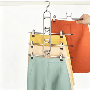 Pants Hangers With Clips, Newly Upgraded Detachable Space Saving Hangers for Skirts, Shorts & Trousers with Non slip clip,Heavy Duty Skirt Hangers - Hanging Closet Organizer And Storage
