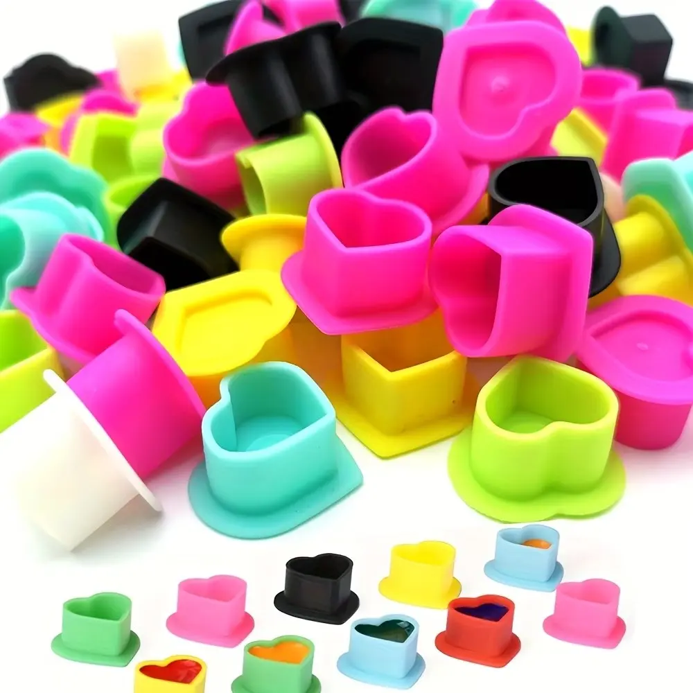 198pcs Heart-Shaped Tattoo Ink Cups, Disposable Tattoo Pigment Cups, Mixing Tattoo Colors, Ideal for Tattoo Artists and Beginners, Tattoo Supplies