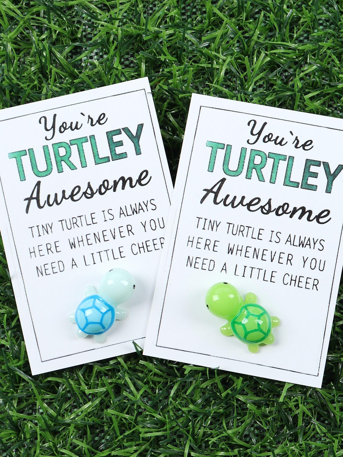 Cute Turtle Design Pendant with Card, 5 Counts Mini Resin Animal Shaped Charm, DIY Jewelry Accessories, Gift for Family, Friend, Colleague