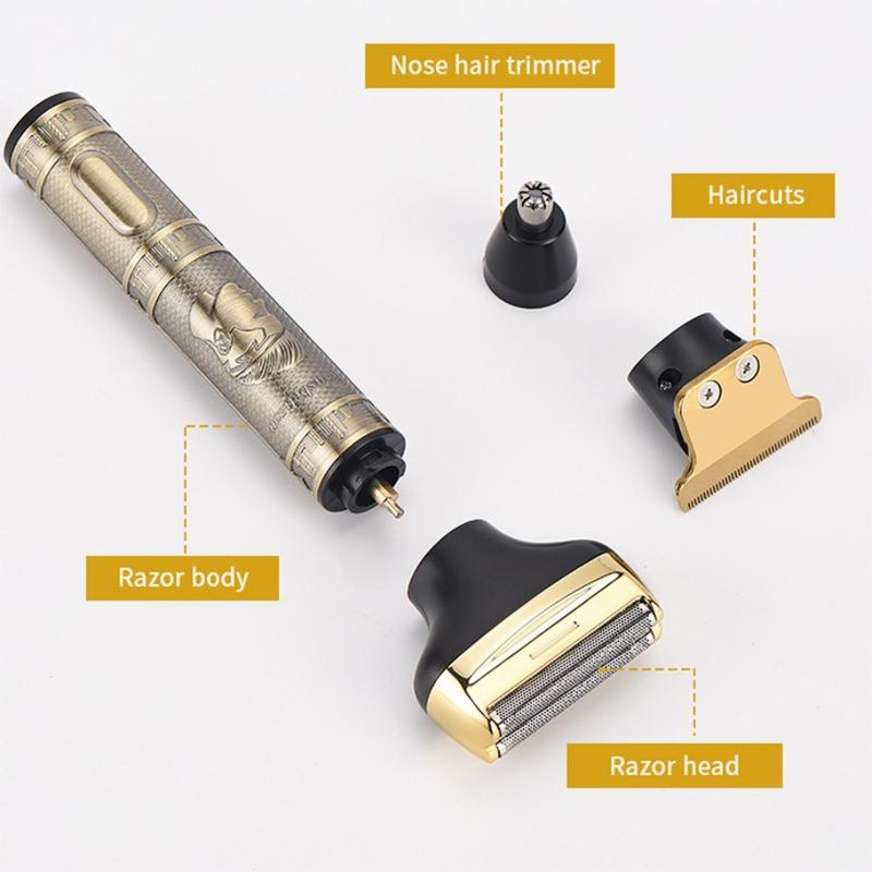 Electric Hair Shaver, 1 Set Electric Razor with Tool Accessories, Nose Hair Trimmer, Multifunctional Electric Razor, Men's Grooming Hair Tool, Waterproof Shaver Kit, USB Rechargeable Shaver