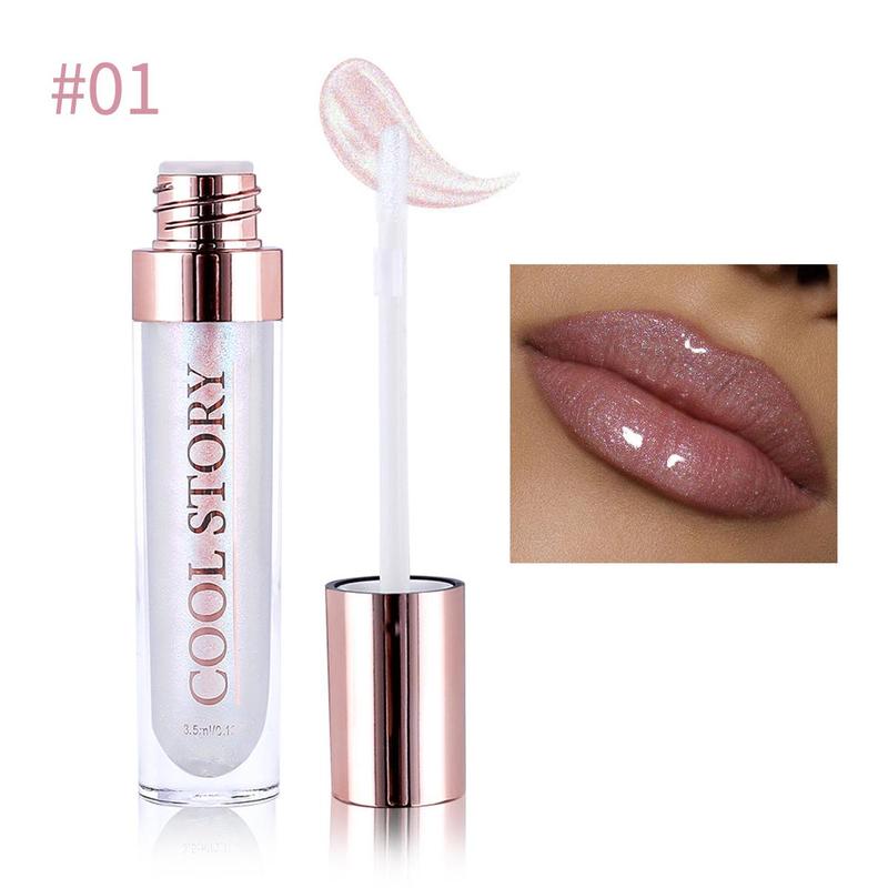 Glitter Lip Gloss, Shimmering Lip Glaze Stick, Long Lasting Tinted Moisturizing Liquid Lip Balm, Glossy Plumping Oil Lipstick for All Occasions Makeup, Girls and Women