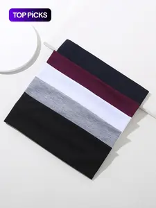 5counts Solid Color Headband, Casual Wide Elastic Hair Band For Women & Men, Basic Simple Hair Accessories For Daily Wear, Elastic Headbands, Elastic Fashion Headbands