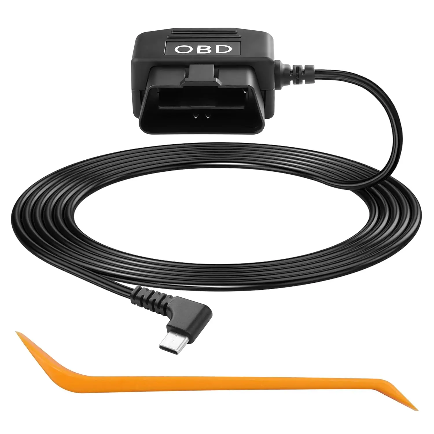 OBD Power  for  Camera OBD2 to Type C Adapter Hardwire Charger  24 Hours /Acc Mode with Low  Protection 13-40V to 5V 3A (11.5FT/3.5M) (Right Angle USB C)
