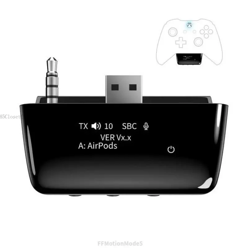 Bluetooth 5.2 Wireless Audio Adapter for Xbox One, Xbox Series X |     S and Elite 2 Controller, Xbox Mic Adapter with Screen Supports Low LatencyFFMotionModeH5ClosetCrush