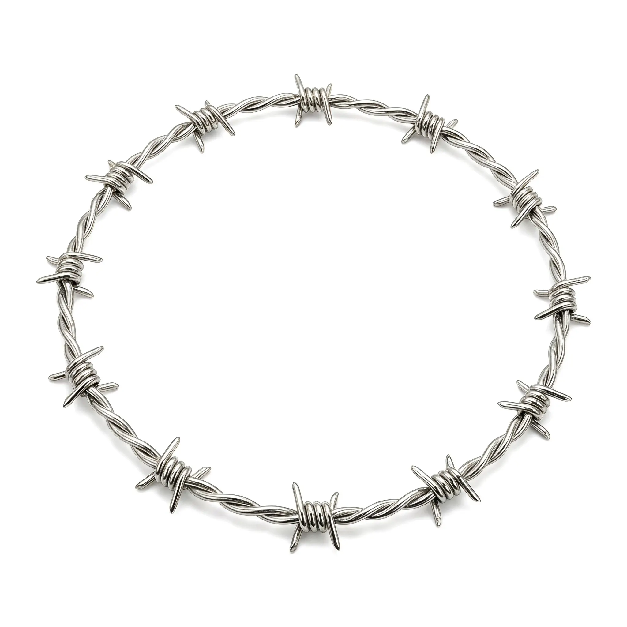 Edgy Gothic Punk Necklace For Daily Wear Alloy Curb Chain With Barbed Wire Small Thorn Design Trendy Unisex Hip Hop Jewelry Bold Statement Piece
