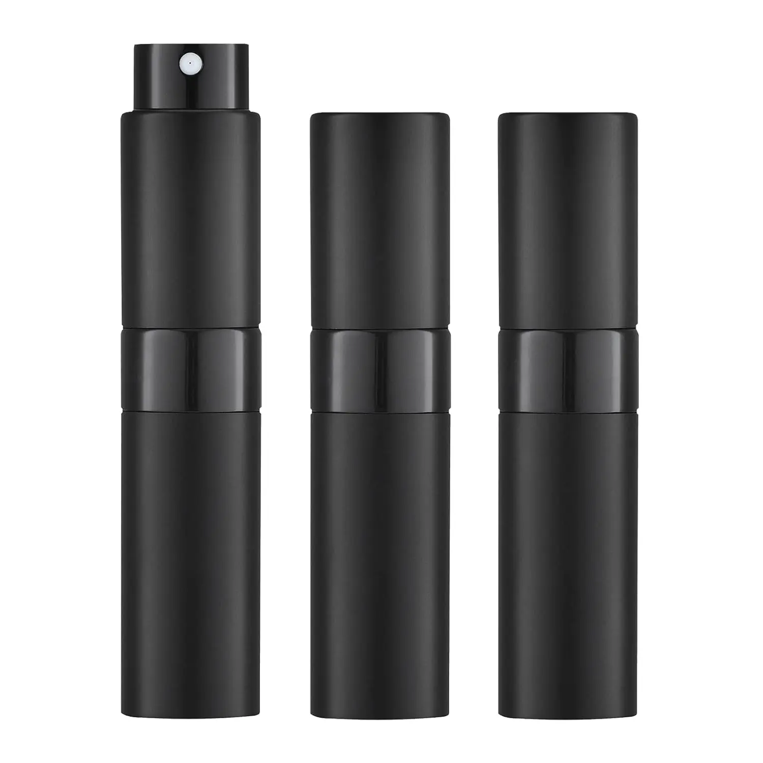 3 Black Aluminium 8ML Cosmetic Atomizer, Lightweight Portable Empty Perfume Spray Bottle with Nozzle, Travel Cologne Dispenser (3 Count)