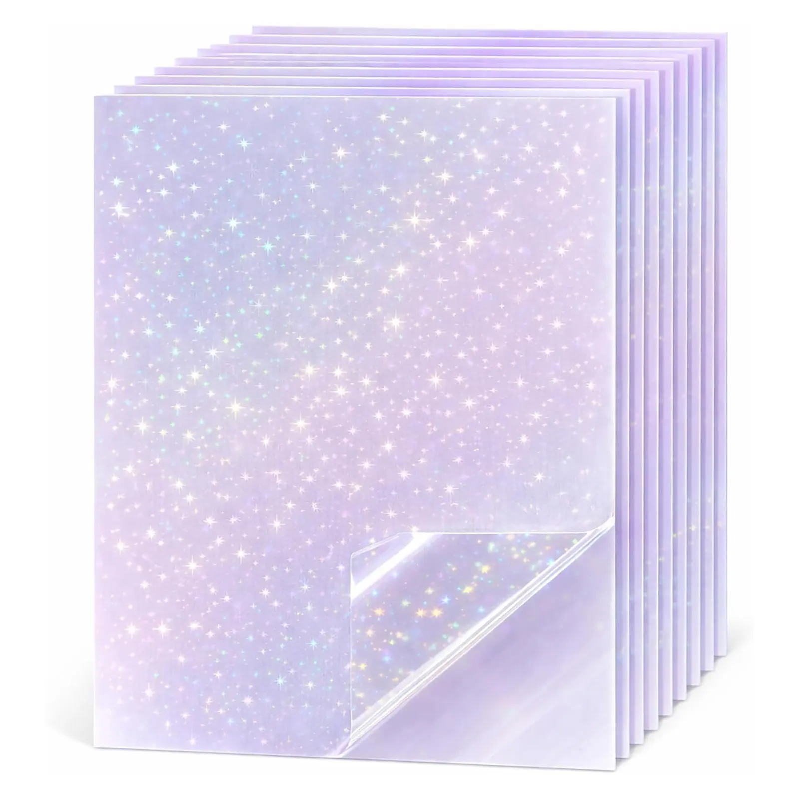 A4 Size 50 Sheets PVC Cold Holographic Self-Adhesive Laminating Film, Transparent Waterproof Vinyl Sticker Sheets, DIY Materials, 11.7 X 8.3 Inches