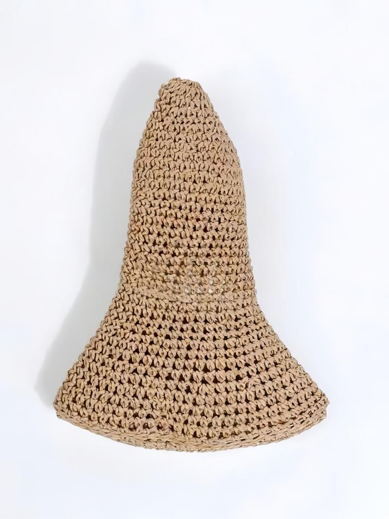 Women's Solid Color Straw Hat, Casual Outdoor Sun Protection Hat for Women & Girls, Fashion Accessories for Traveling & Beach Vacation