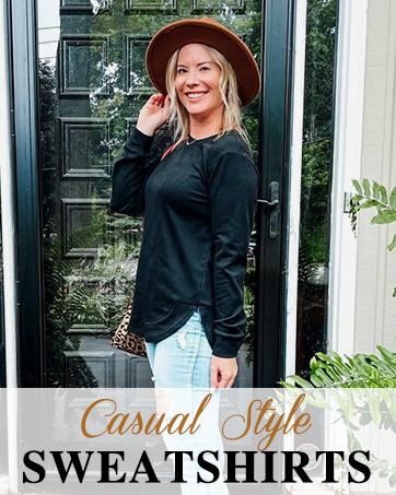 WIHOLL Womens Sweatshirt Crewneck Long Sleeve Shirts High Low Tops Curved Hem*(Size UP 1-2 for True Oversized Look!)*