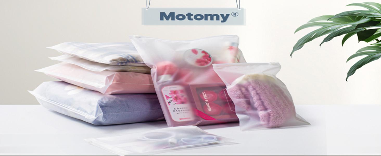 100pcs Clothing Packaging Bags for Shipping - 10x13 Inch Plastic Frosted Bags for Travel Storage or Small Businesses- Zipper Apparel Bag for Shirts, Socks, Underwear, and Documents -No Vent Holes