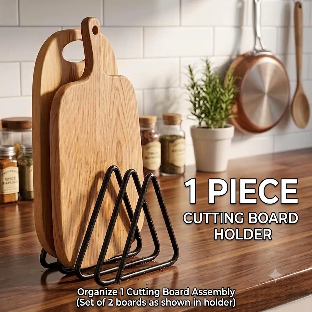 Heavy Duty Metal Cutting Board Rack - Triangle Cutting Board Holder with Space Saving Cabinet/Countertop Organizer And Pot Lid Holder, Easy to Install, Kitchen Storage Box, Countertop Organizer, Kitchen Organizer Rack