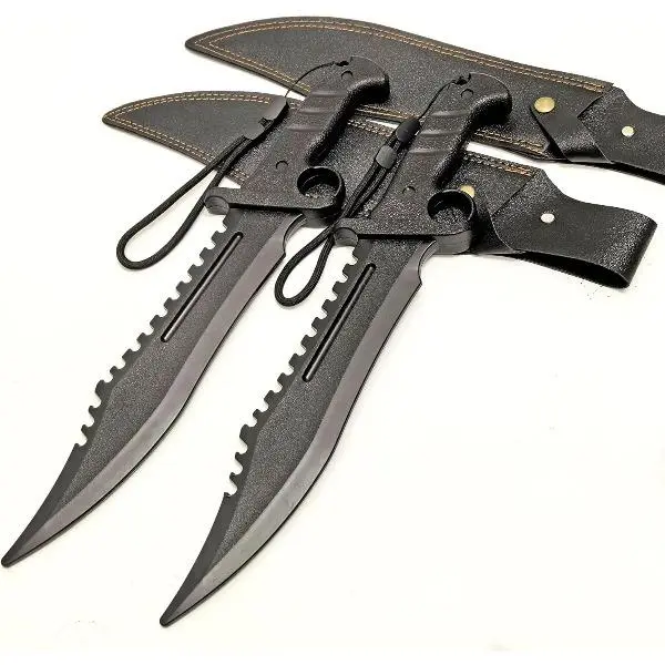 14-inch Polypropylene Short Sword, Molded Plastic Knife (2-Pack) with PU Sheath Suitable for Practice, Training mini Katana