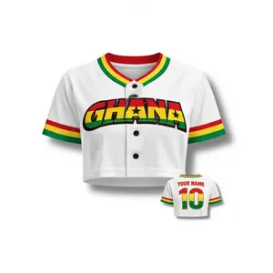 High-quality Ghana flag sports shirt, 3D customizable name and number mesh button fan shirt