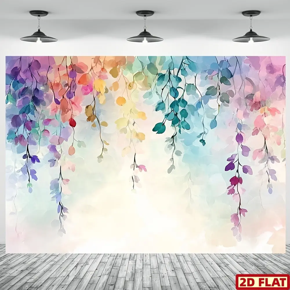 2D Flat Watercolor Floral Banner | Single-Sided Polyester | Metal Grommets for Easy Hanging | Colorful Flower Garden Decor, Party Backdrop, Wedding, Home Garden & Outdoor Photo Background