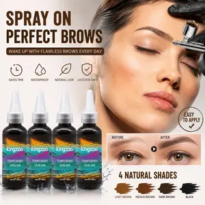 30ML Airbrush Eyebrow Pigment - Waterproof Long-Lasting Black Brown PMU Ink, Mixable Cosmetic Tattoo Color for Brow Microblading