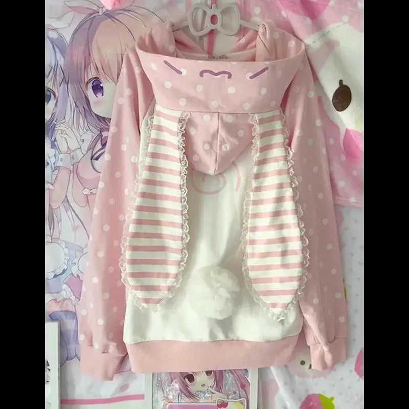Japanese Autumn Kawaii Hoodie Coats Women Casual Y2k Harajuku Subculture Cute Jackets 2000s American Vintage Clothing Zipper Top