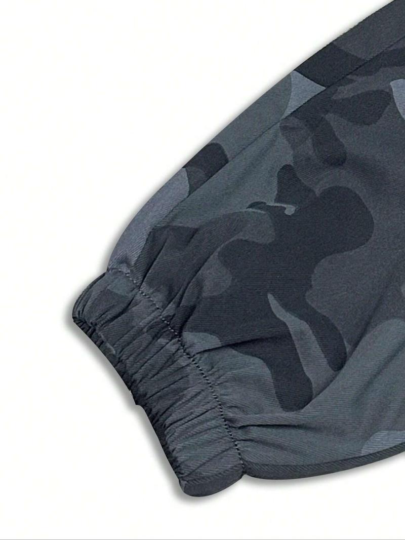 Men's Camo Print Drawstring Waist Cargo Pants, Regular Fit Casual Comfy Elastic Waist Trousers for Daily Wear, Casual Joggers, Men's Bottoms for All Seasons