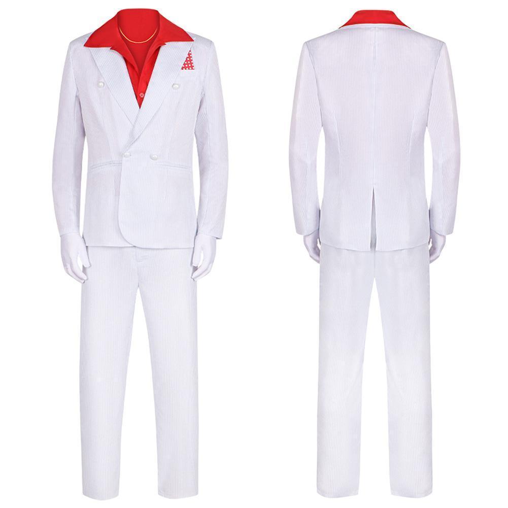 1983 Movie Scarface Al Pacino Cosplay Men White Suit Red Shirt Costume Accessories Outfits Halloween Roleplay Men Carnival Party