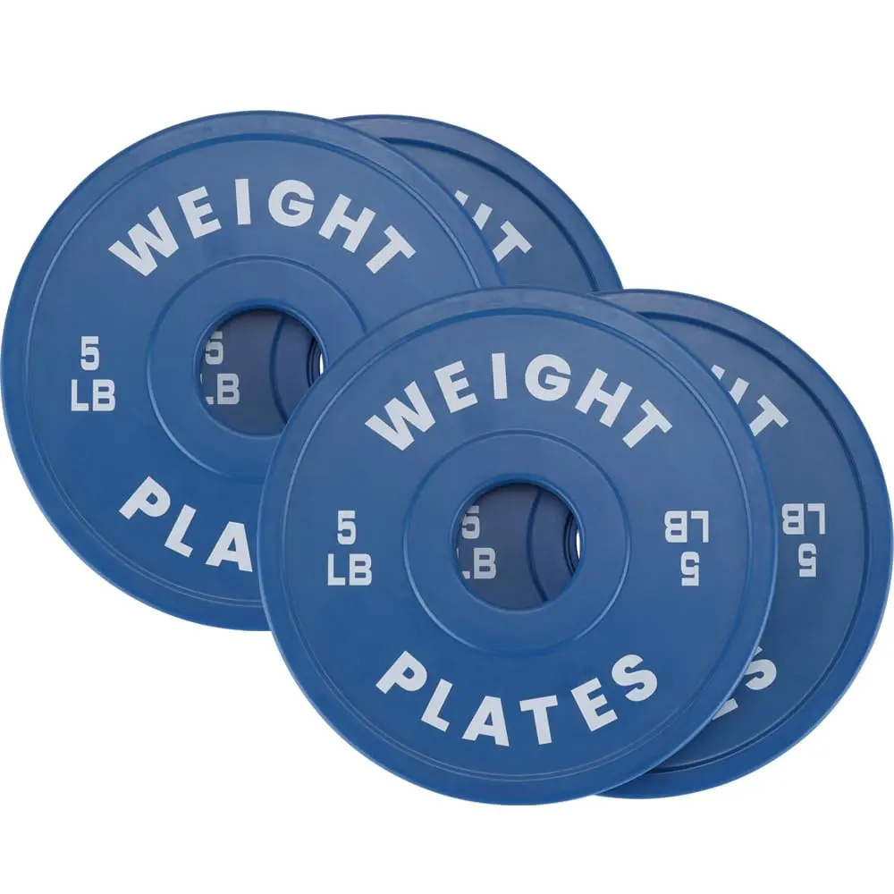 GAOMON 2-Inch Rubber Bumper Plates, Weightlifting Strength Training Plates for Home Gym (Available in 1.25LB,2.5LB,10LB,15LB,25LB,35LB,45LB,100LB,160LB,300LB; Single, Pair & Set Options; 5LBx4PC Included)