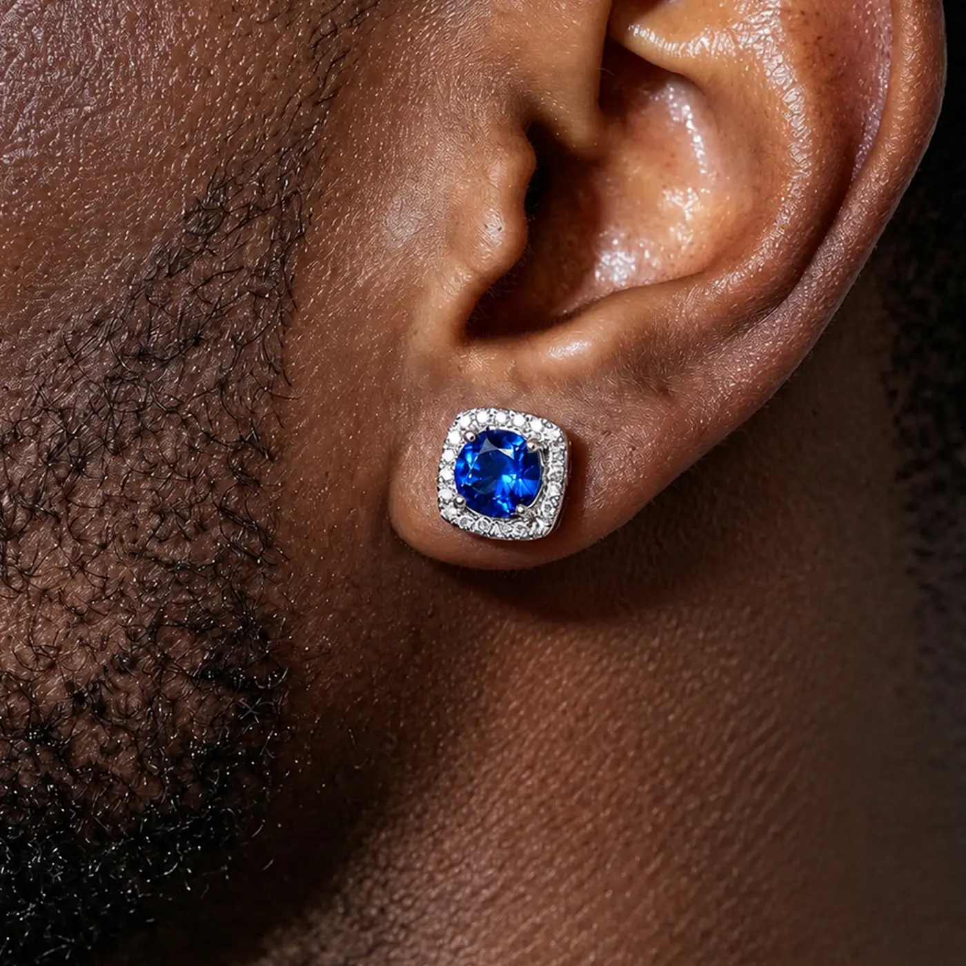 COLOZA Unisex Geometric Square Copper Cubic Zirconia Stud Earrings, Hip-Hop Costume Jewelry, Eye-Catching Halo CZ Stones, Versatile for Street Fashion & Daily Wear