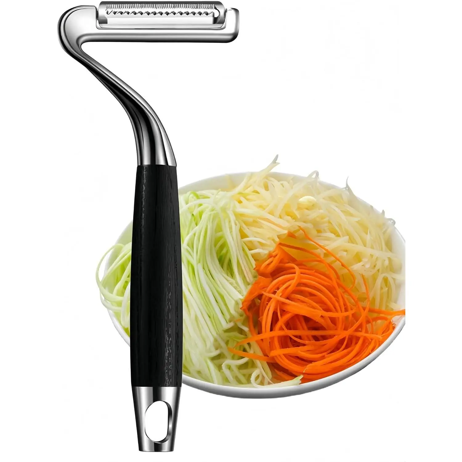 304 Stainless Steel Julienne Peeler. The julienne side works really well for carrots, zucchini, and cucumbers, which is perfect for salads, stir fry
