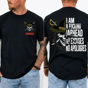 Vintage T Shirts USMC Jarhead Skull Graphic Tee - No Excuses No Apologies Marine T Shirt for Men