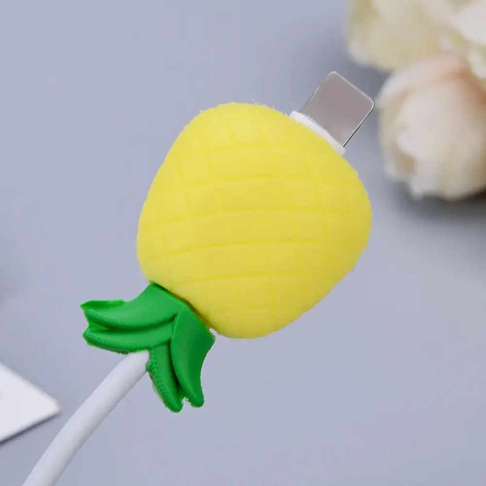 Phone Charger Cable Protectors for iPhone,USB Charger Cables Saver，Phone Charging Cable Decorations Markings，Cute Strawberries, Pumpkin& Lemon Designs, Cable Protection