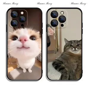Fashion INS Cute Funny Cat Phone Cases For iPhone 17 Promax Pro Air 16 Plus 15 14 13 12 11 Black Soft TPU Silicone Shockproof Protective Cover Gift For Birthday Christmas Halloween