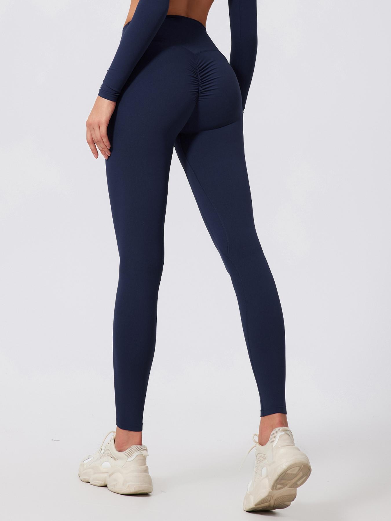 Women's Solid High Waist Sports Leggings, Casual Comfy Breathable Skinny Pants for Yoga Gym Workout Running, Ladies Sportswear for All Seasons