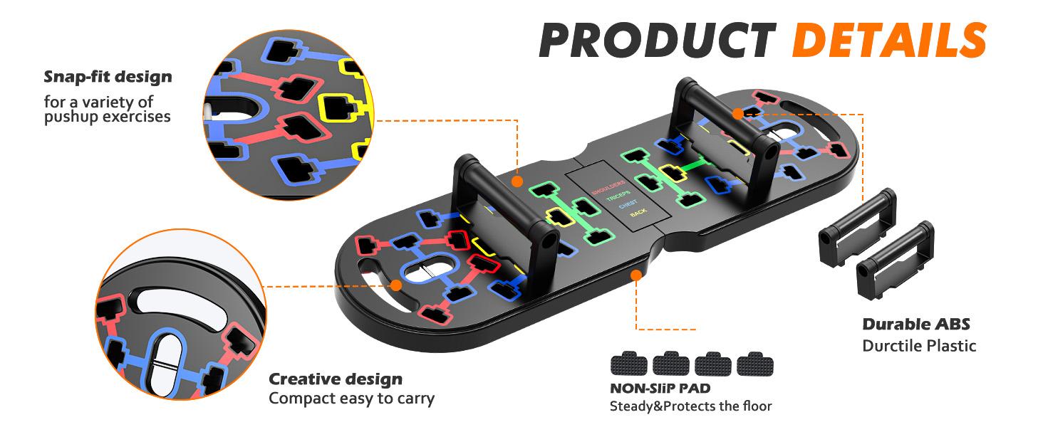 THE WELL KEPT Portable Home Gym Workout Equipment, Push Up Board, Pilates Bar & Fitness Accessories with Resistance Bands for Upper Body Strength Training Full Body Workout at Home