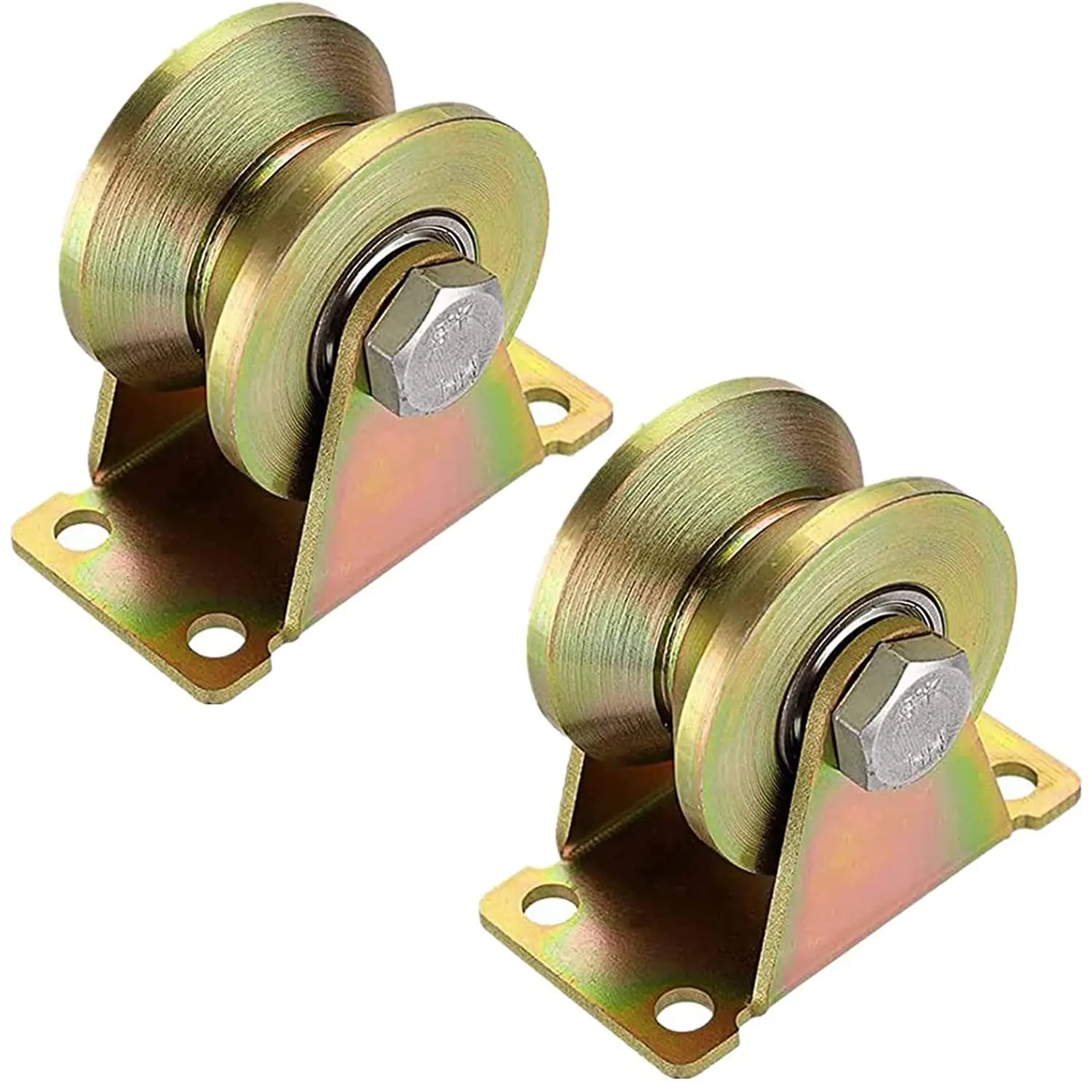 Heavy Duty 3-Inch V- Caster Wheels - Load Capacity 1105 Lbs,Smooth Rolling with Double Bearings for Industrial Machines, Sliding Gates, and Wire Rope Rails (2 Pack)