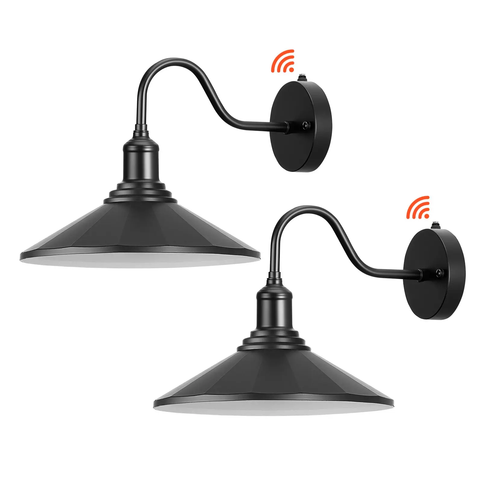 VEVOR 2-Packs Outdoor Wall Lights, 11.5 in Diameter Farmhouse Gooseneck Barn Light Fixture, Dusk to Dawn Anti-Rust Durable Water Resistant Exterior Wall Sconce, E26 Bulb Compatible for Porch, Garage, Black