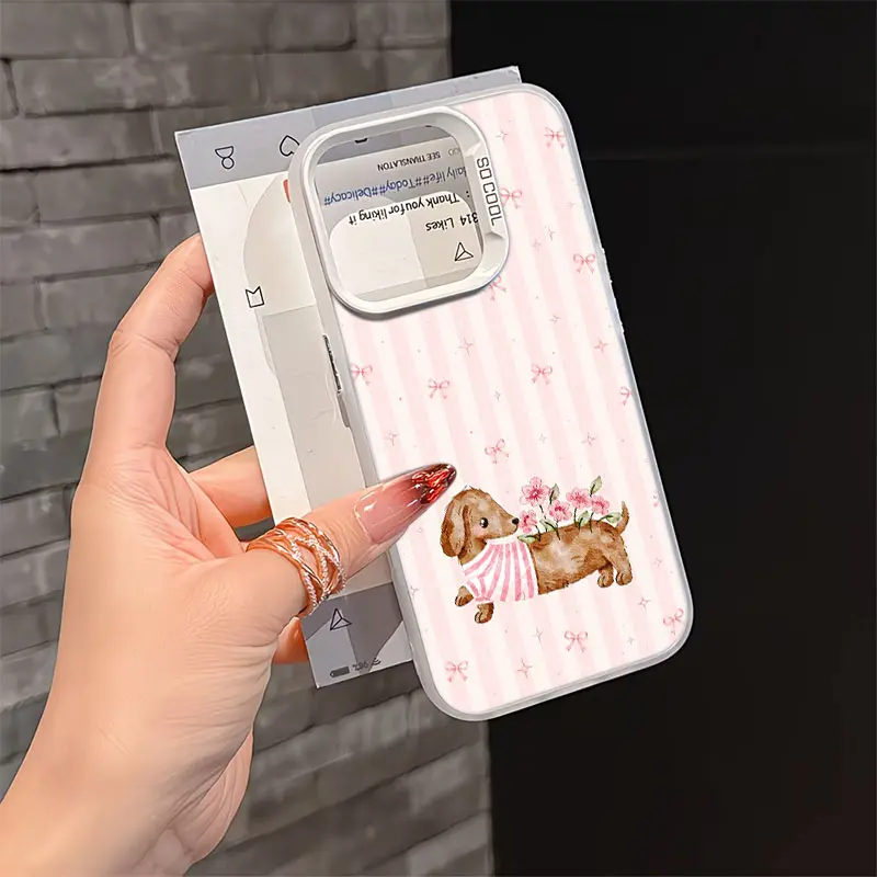 Dachshund Puppy Floral Phone Case,Soft Watercolor Style for iPhone 17 16 15 14 13 12 11 Plus Pro Max,Unique Surprise Present