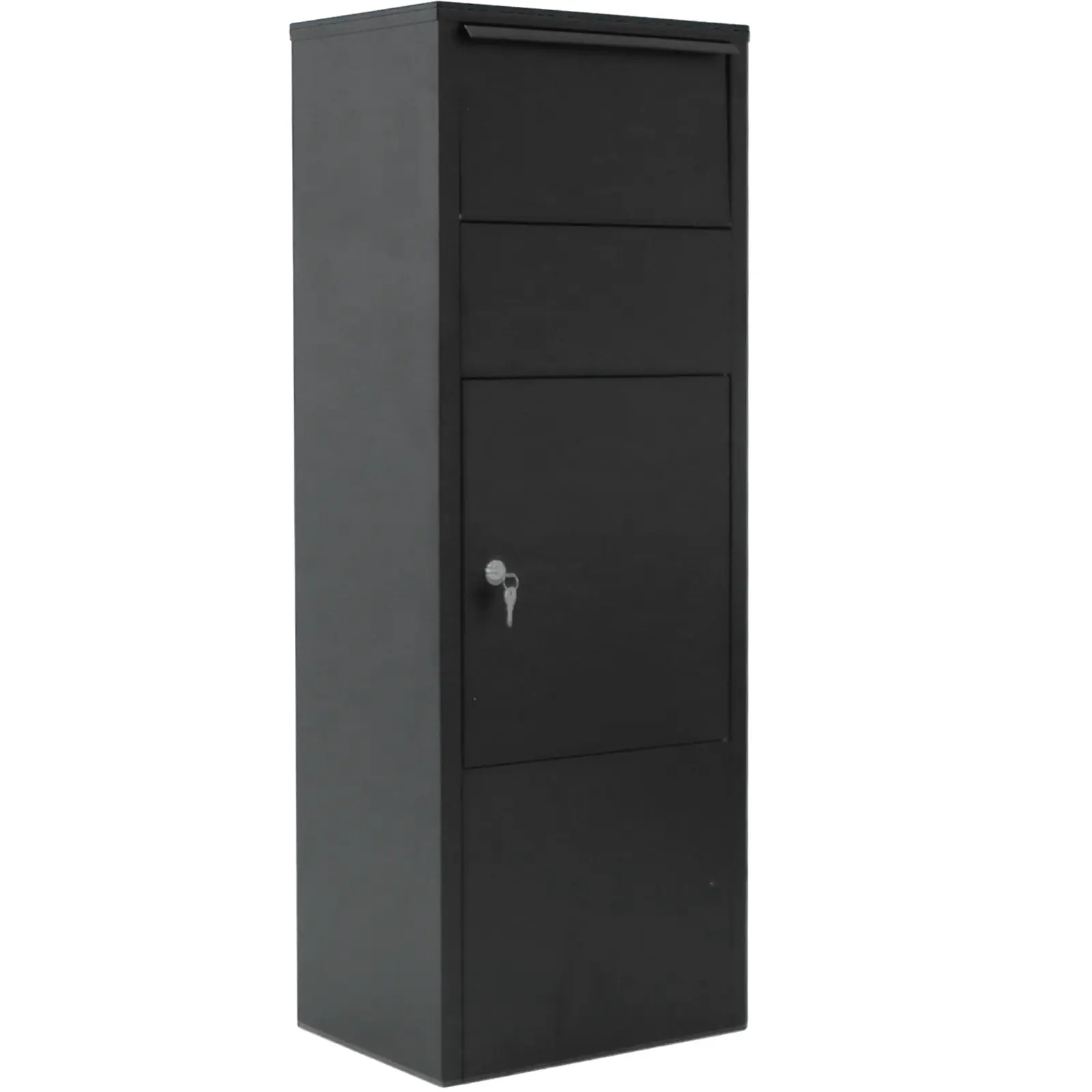 Nokaa Lockable Parcel Drop Box, 10.5x15.5x41.3 Inch Steel Mailbox for Package Delivery, Weatherproof Freestanding Storage Bin for Home & Business, Black, Steel Material, Multiple Options