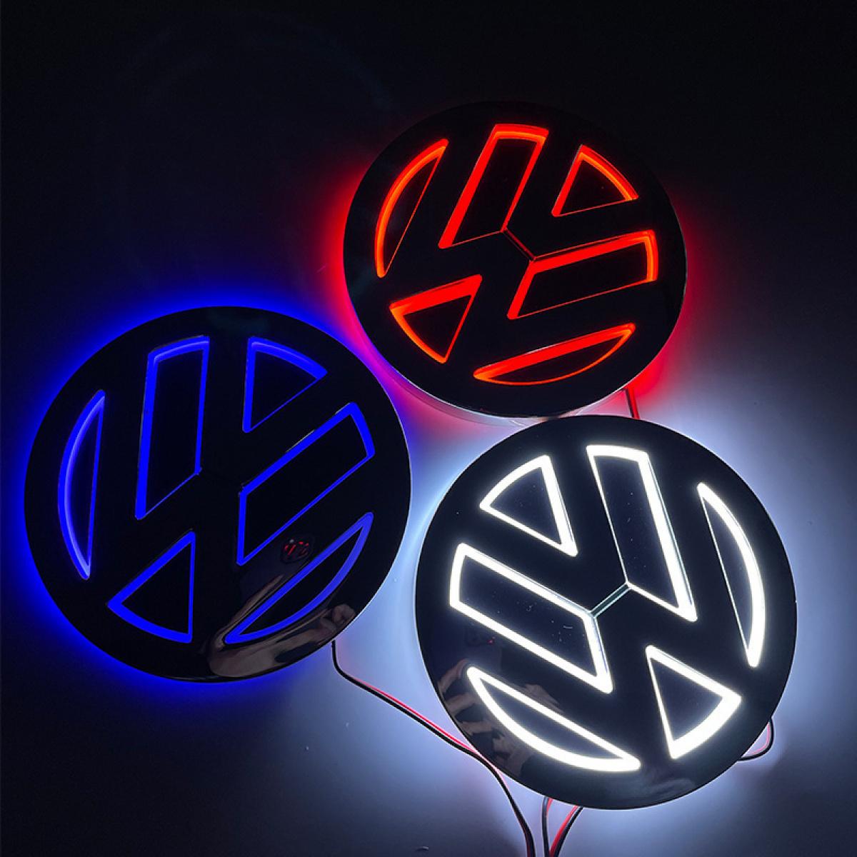 5D LED Backlit Emblem Light for Volkswagen – Glow Logo Badge Compatible with Jetta Tiguan Passat Golf Atlas| IP67 Waterproof, Plug & Play Install, Car Exterior Night Lighting Accessory, White/Blue/red