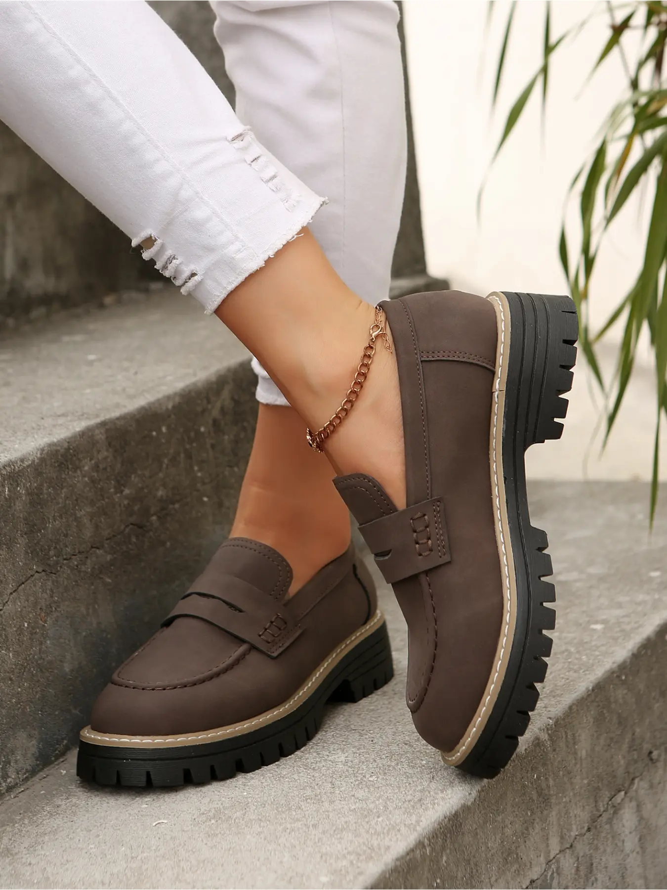 Platform Penny Loafers, Soft Insole Office Daily Walking Shoes Women