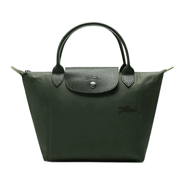 Longchamp Le Pliage Small Handbag for Women, Eco-Friendly Canvas Foldable Bag, Forest Green