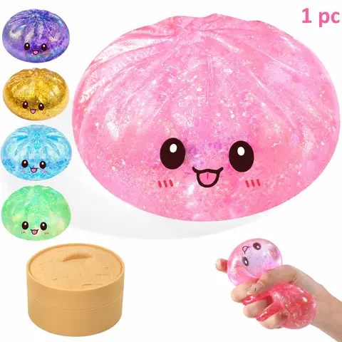 1 pc Sugar Glitter Dumpling Squishy,Viral Bao Bun Squishy Dumling Mystery Box,Dumplings Squishy Glitter Sparkly Squishies,Stress Relief Fidget Squeeze Toy,Trending Squishy for Holiday & Birthday Gifts