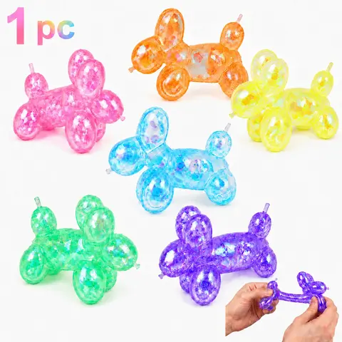 1PC Soft Squishy Sequin Little Dog Stress Balls for Girls and Boys, Stress Ball Squishies, Cute Animal Squeeze Sensory Toys, Stretchy Stress Ball, Stretch and Squeeze Sugar Ball Sequin Little Dog Squishy Toys for Kids, Party Favors, Easter Basket Stuffers