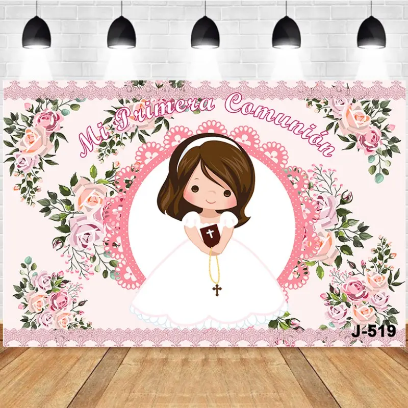 Photography Background My First Communion Theme God Bless Boy Girls Party Decoration God Bless Baptism Christening Baby Shower Decor Backdrop Photo Studio